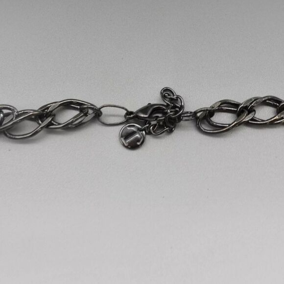 Talbots Necklace Modern Black Beaded Silver Tone Gunmetal Layered Chains 24 Inch - Picture 4 of 10